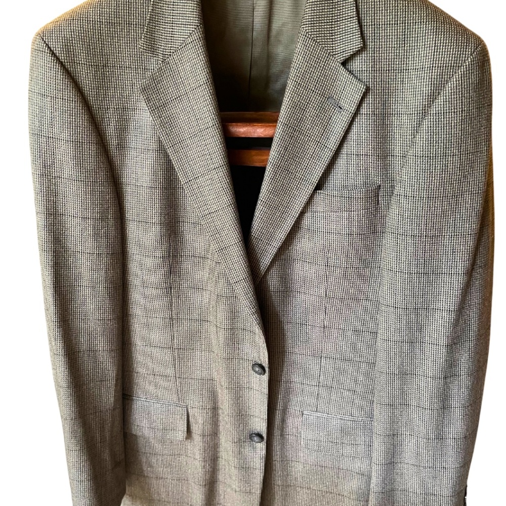 Vintage Oscar de la Renta Blazer - Wool Cashmere Check, Brown Taupe, 42L